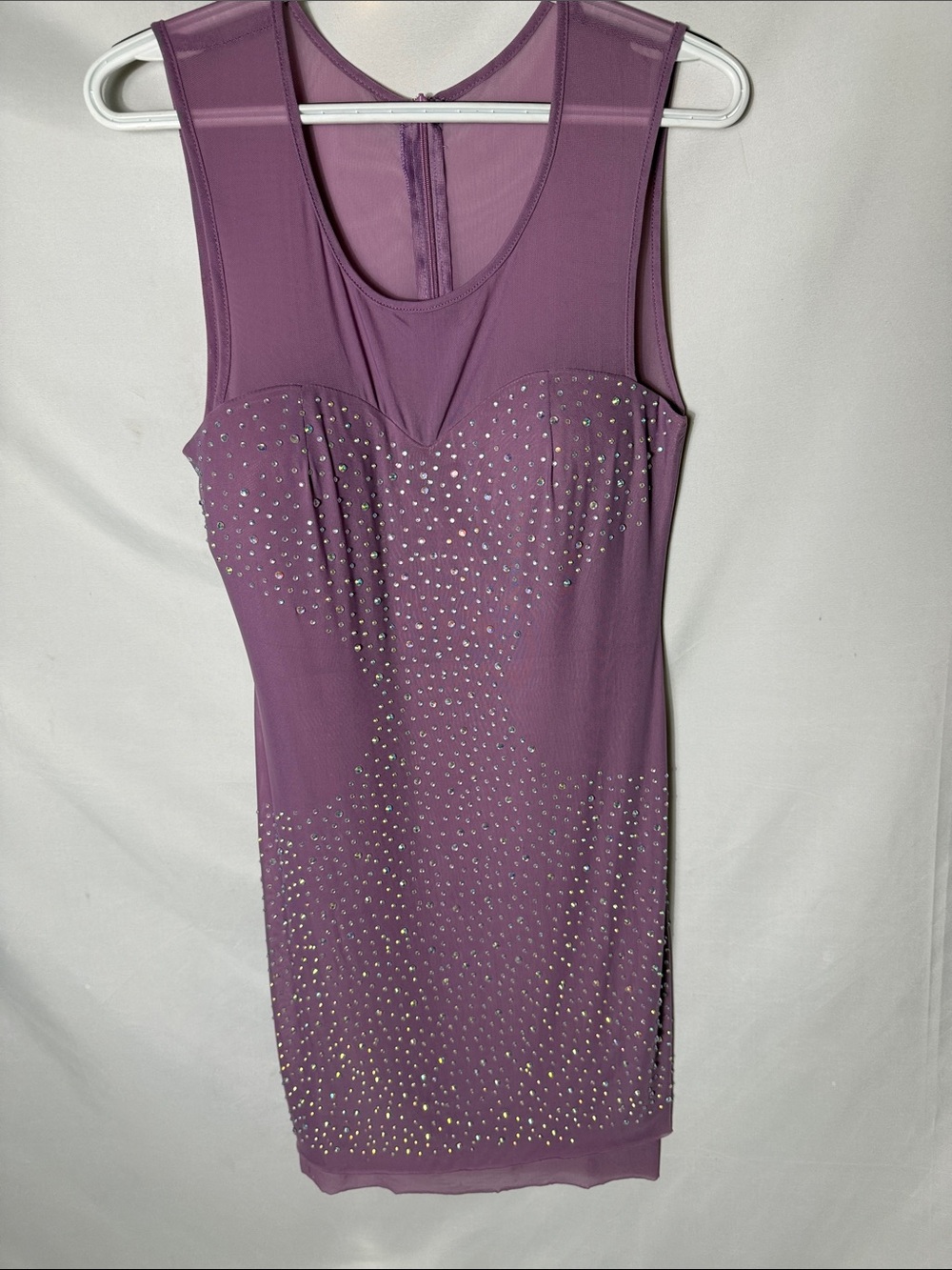 Daisy Lavender Mesh Rhinestone Mini Dress